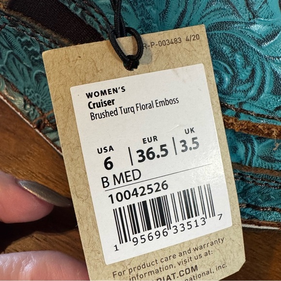 Ariat Blue and Brown Western Floral Loafers Sz 6 - Picture 3 of 12